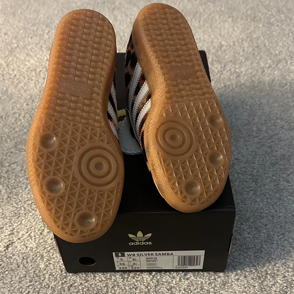 adidas Women's Leopard Print Samba Sneakers with Blue Collar - Picture 3 of 6
